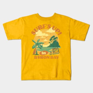 Surfs up in Byron Bay LIfe is a Beach Kids T-Shirt